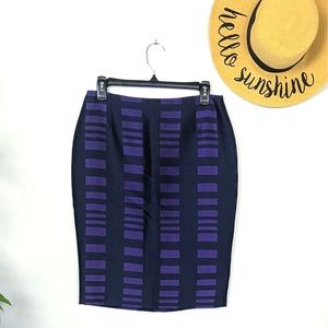 Max Mara Geometric Print Pencil Skirt Purple Navy New $1200